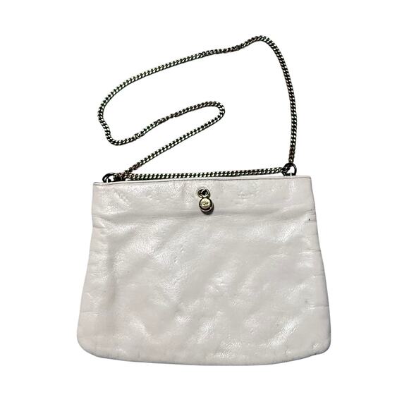Vintage Andé Quilted White Leather Shoulder Bag Gold Chain Strap 1980s Classic - Picture 1 of 7